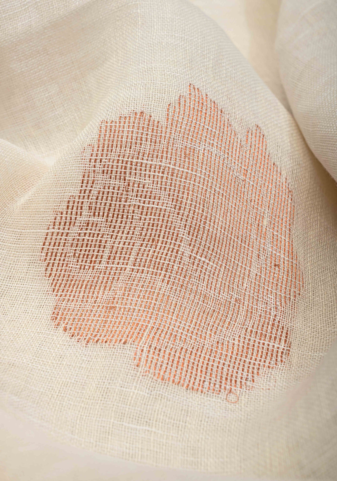 Ivory Linen Saree with Floral Zari Buttas and Muted Minimal Zari Border