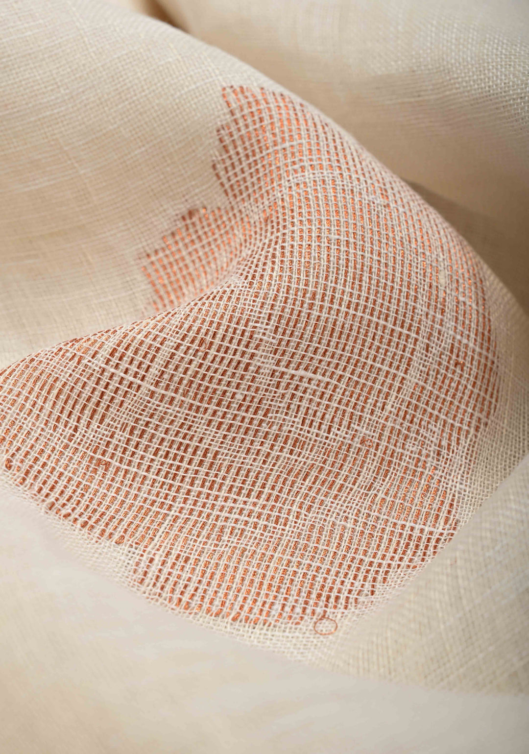 Ivory Linen Saree with Floral Zari Buttas and Muted Minimal Zari Border