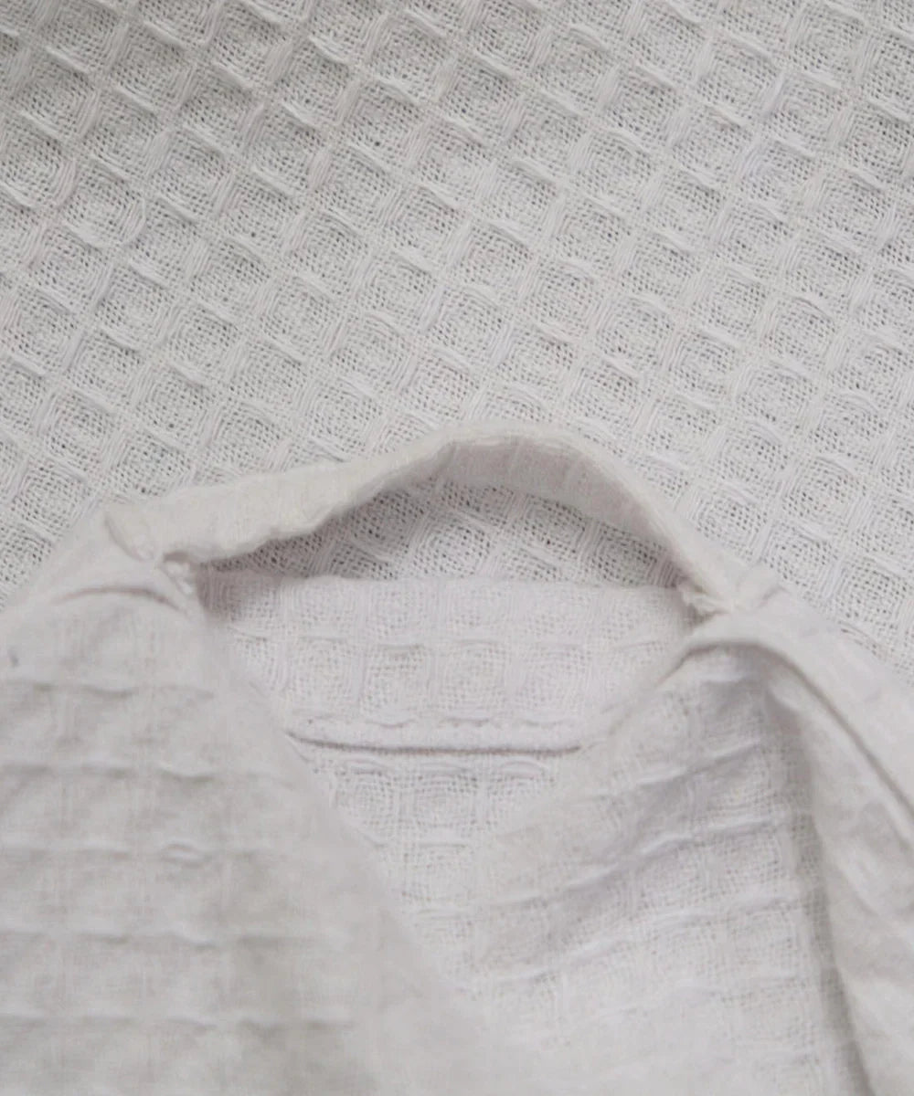 Block Printed Bath Towel | White Coffee Paisley | Cotton Honeycomb Waffle