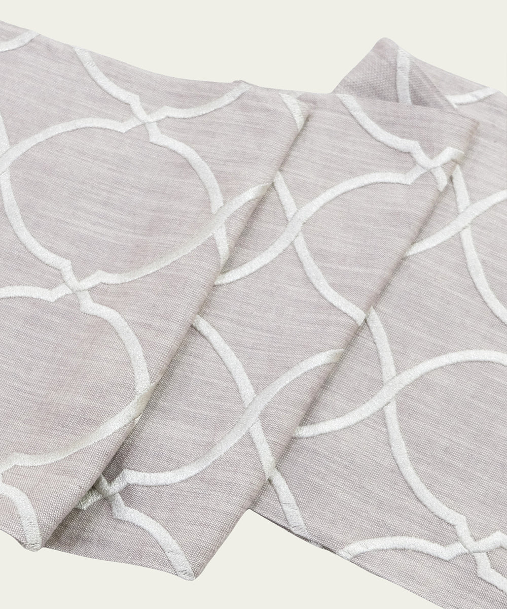 6 seater Mauve Moroccan Embroidered Cotton Table Runner | SHOBITAM