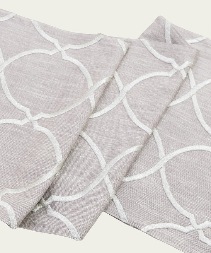 6 seater Mauve Moroccan Embroidered Cotton Table Runner | SHOBITAM