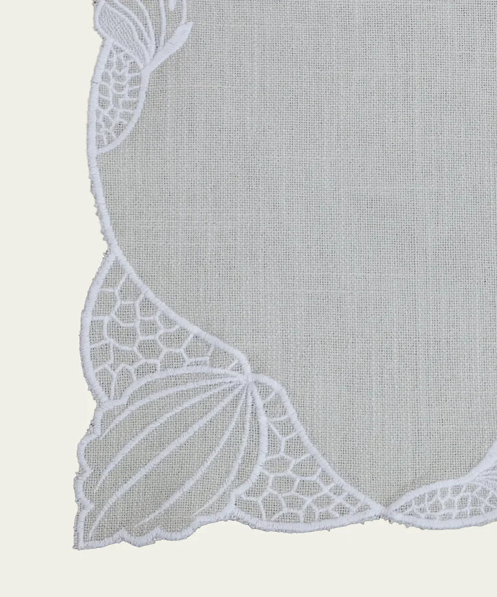 6 Seater Beige Cotton Slub Cutwork Table runner (12"x75") | SHOBITAM