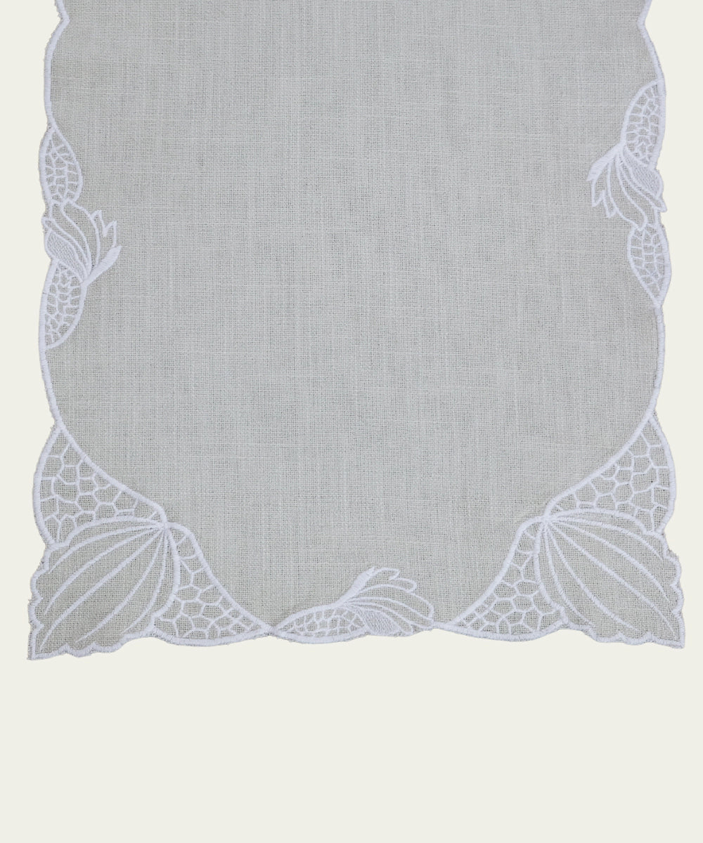 6 Seater Beige Cotton Slub Cutwork Table runner (12"x75") | SHOBITAM