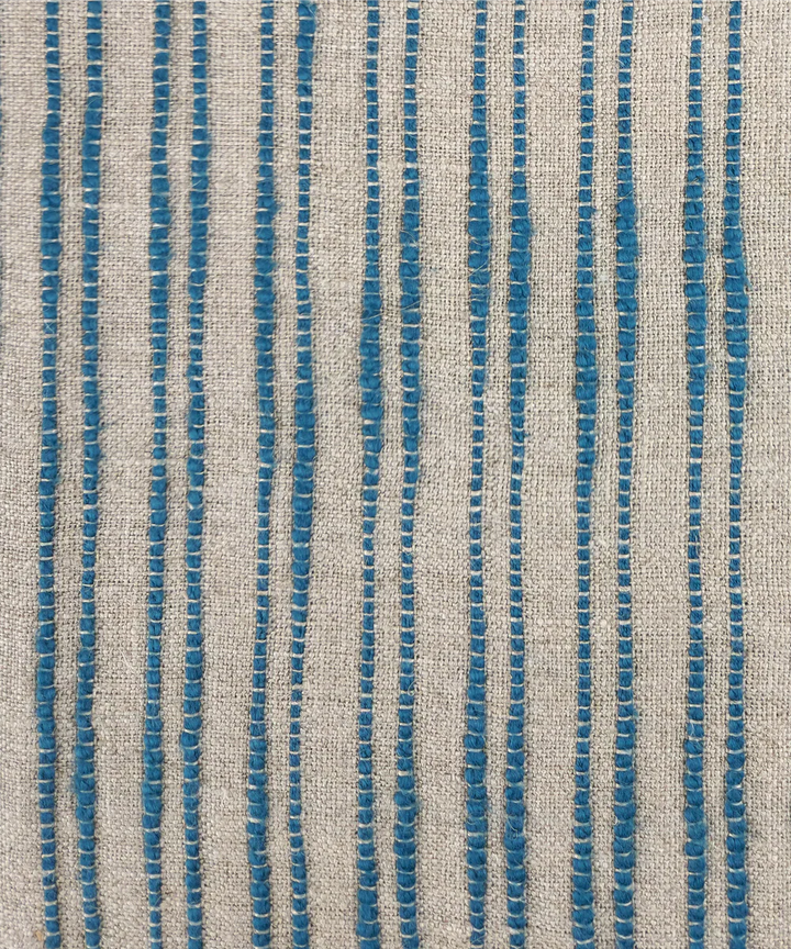 Set of 6 pcs Linen Natural & Teal Yarn Dye Table Mats | SHOBITAM