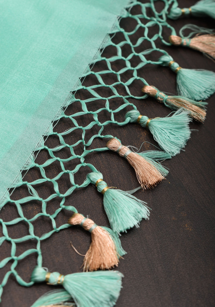 Pure Katan Silk Banarasi Saree with Patola Weave in Aqua | SILK MARK CERTIFIED