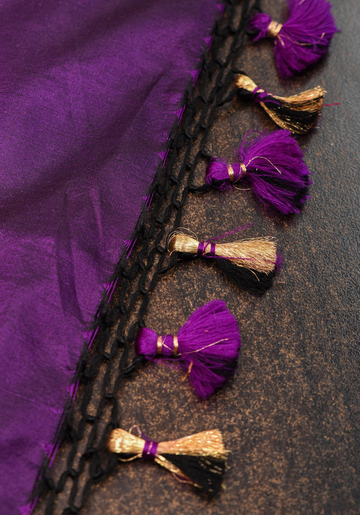 Exquisite Banarasi Silk Saree in Purple with Meenakari Leheria Jaal with Intricate Pallu and Zari  | SILK MARK CERTIFIED