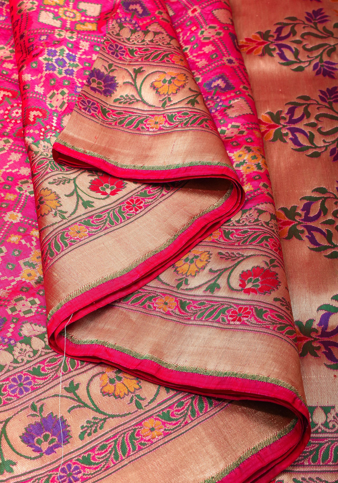 Pink Patola Meenakari Banarasi Katan Silk Saree with Paithani Border and Pallu | SILK MARK CERTIFIED