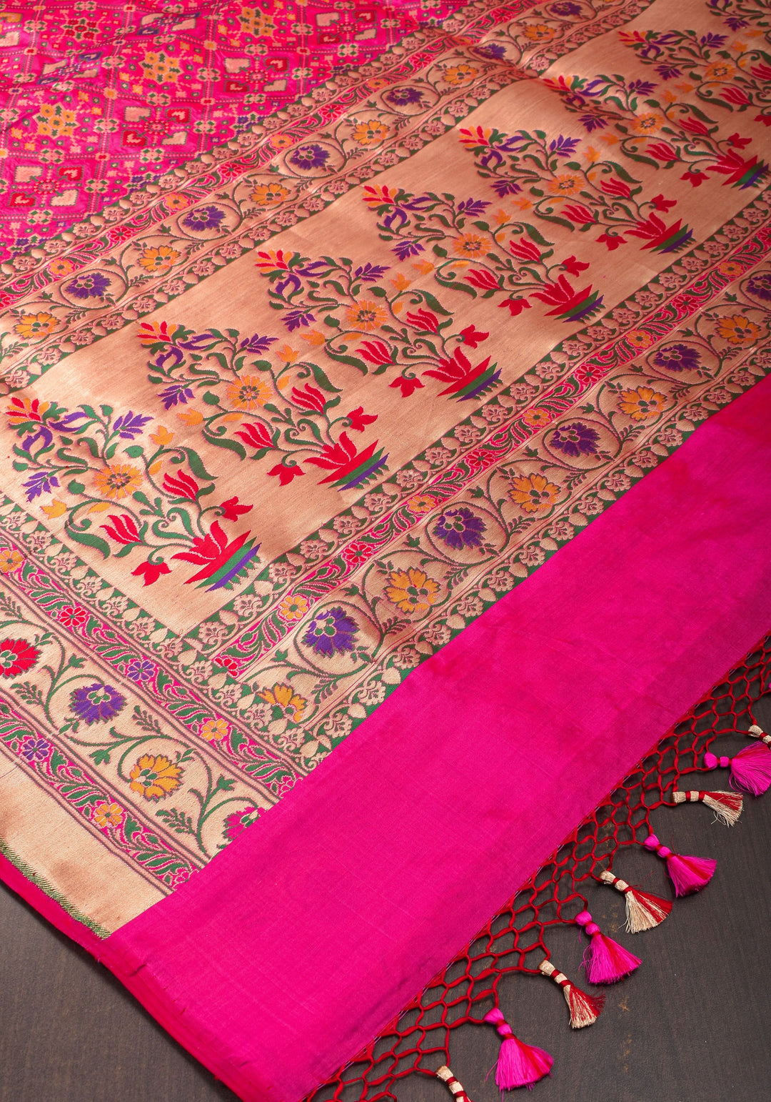 Pink Patola Meenakari Banarasi Katan Silk Saree with Paithani Border and Pallu | SILK MARK CERTIFIED