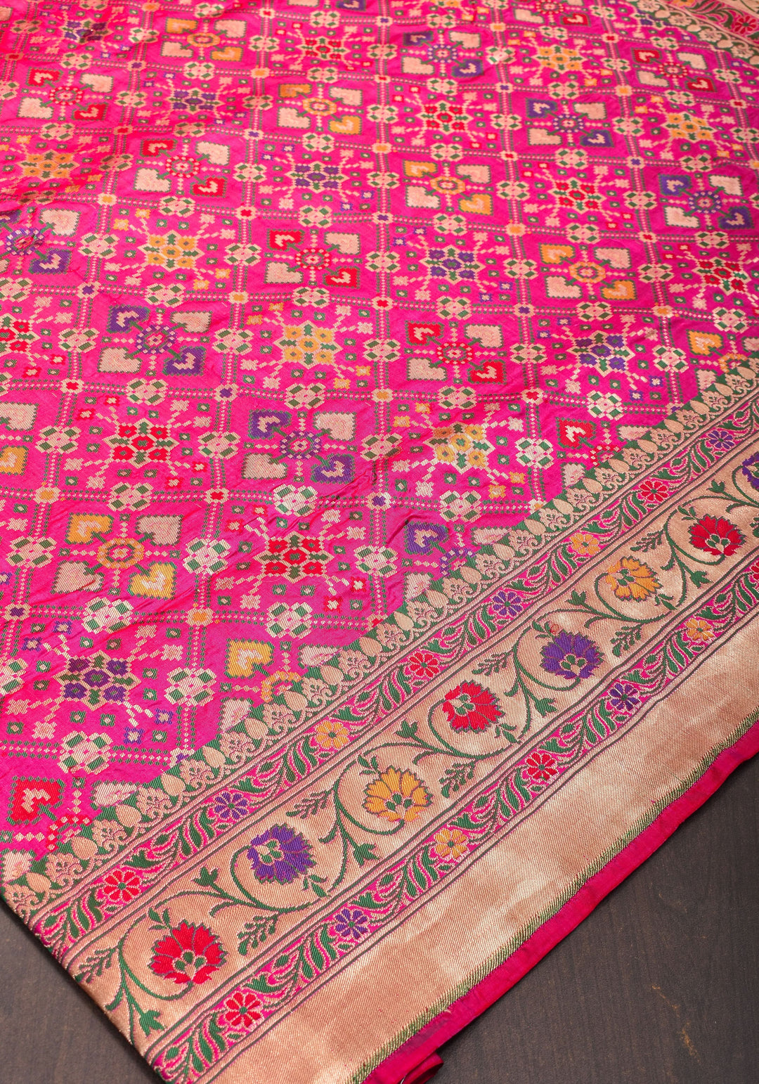 Pink Patola Meenakari Banarasi Katan Silk Saree with Paithani Border and Pallu | SILK MARK CERTIFIED