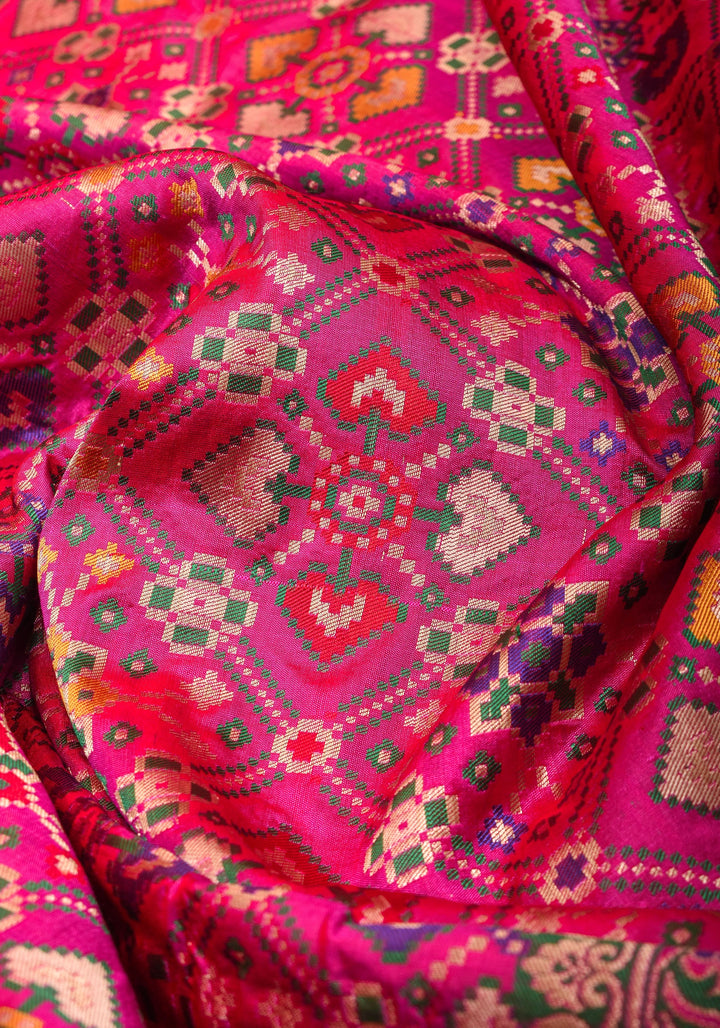 Pink Patola Meenakari Banarasi Katan Silk Saree with Paithani Border and Pallu | SILK MARK CERTIFIED