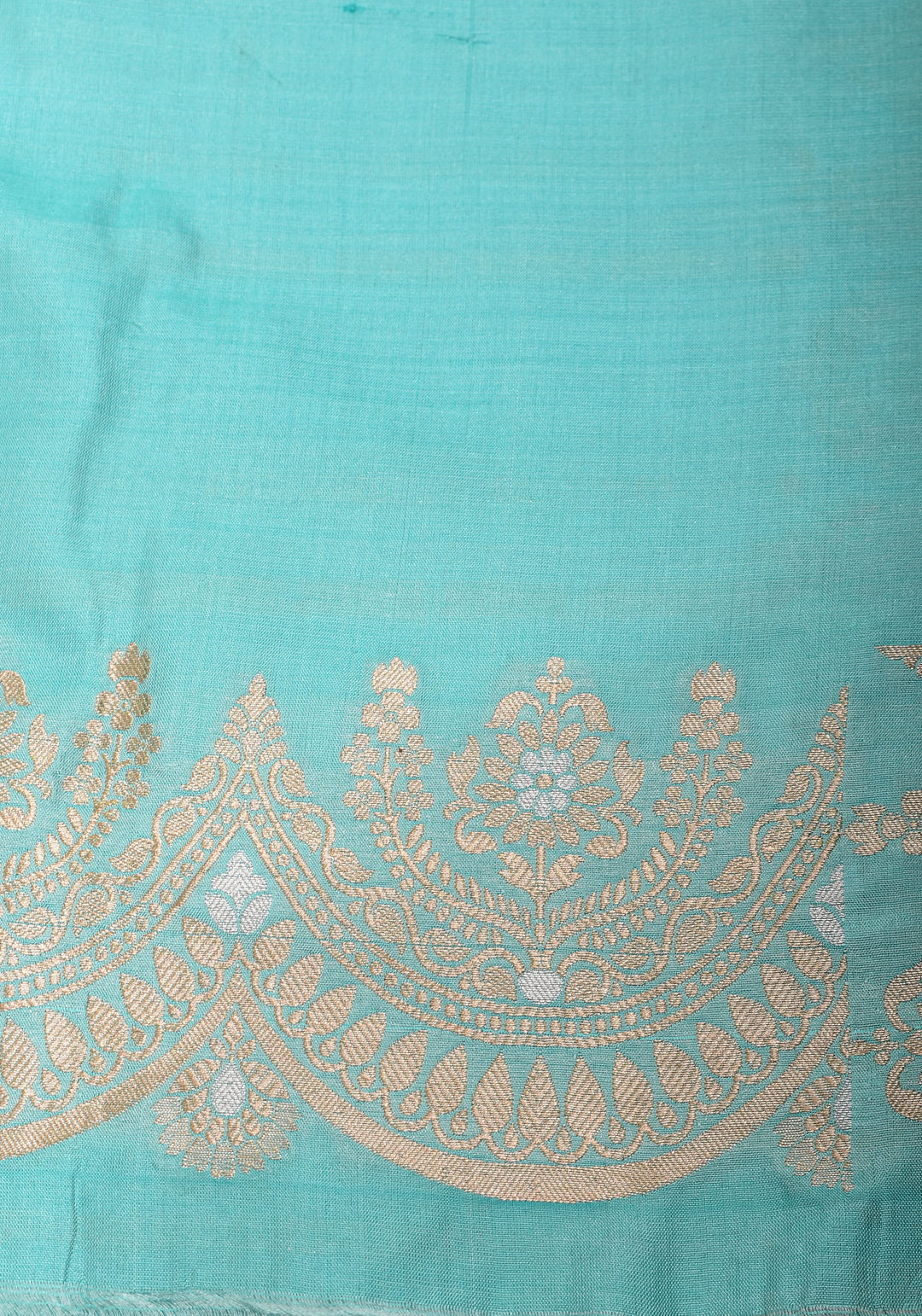 Aqua Scalloped Border Pink Banarasi Katan SIlk Saree with Sona Rupa Borders| SILK MARK CERTIFIED