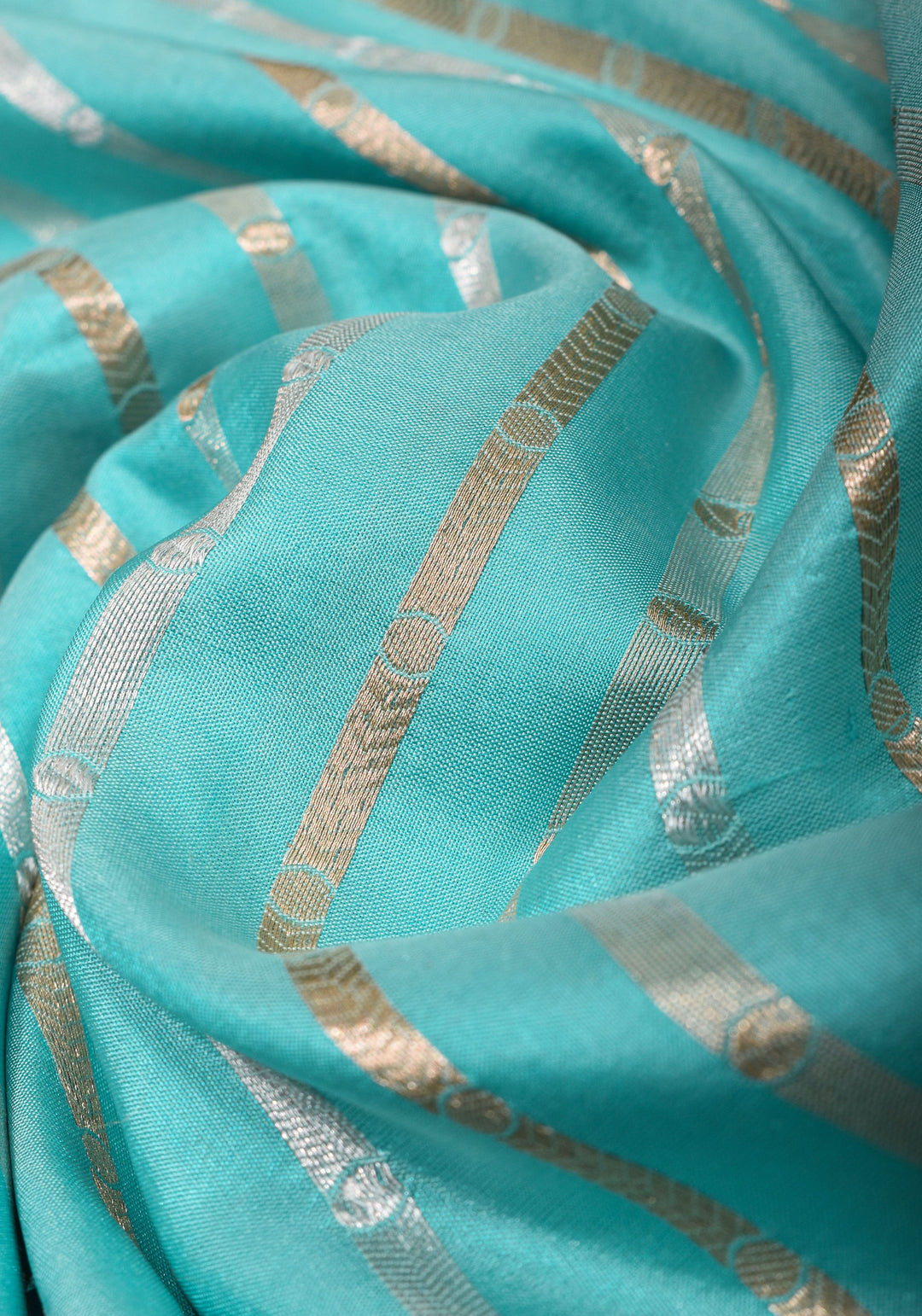 Aqua Scalloped Border Pink Banarasi Katan SIlk Saree with Sona Rupa Borders| SILK MARK CERTIFIED