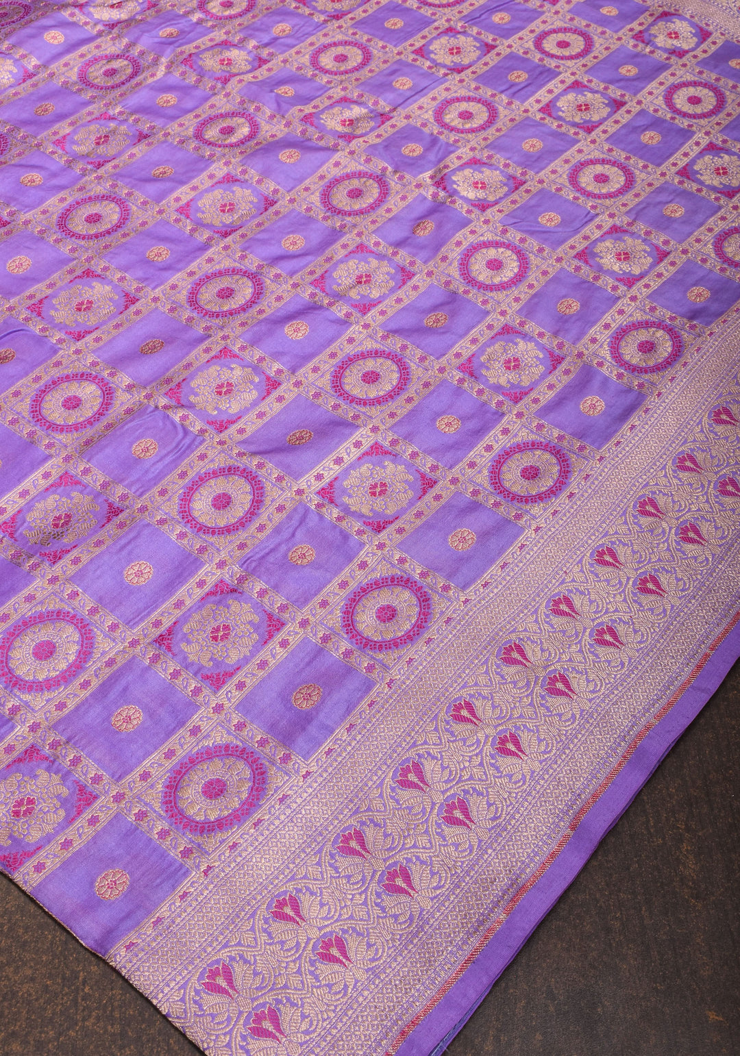 Lilac Meenakari Banarasi Pure Silk saree with Patola Design| SILK MARK CERTIFIED