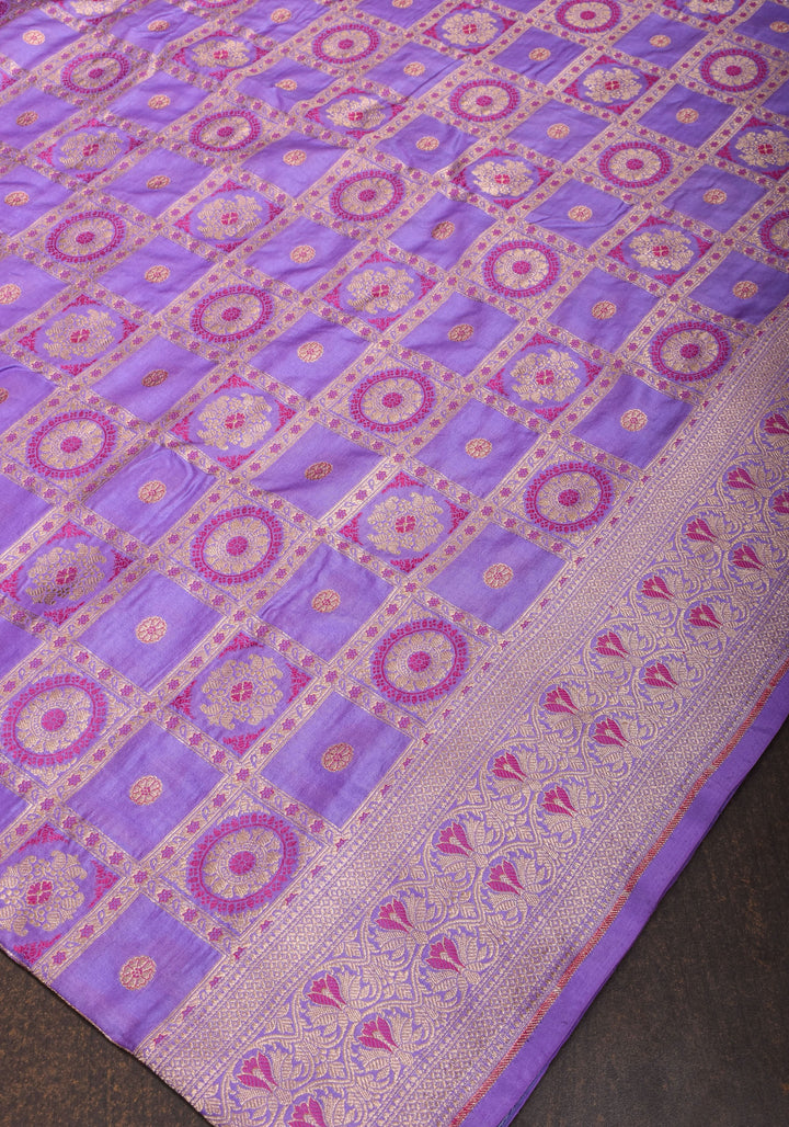 Lilac Meenakari Banarasi Pure Silk saree with Patola Design| SILK MARK CERTIFIED