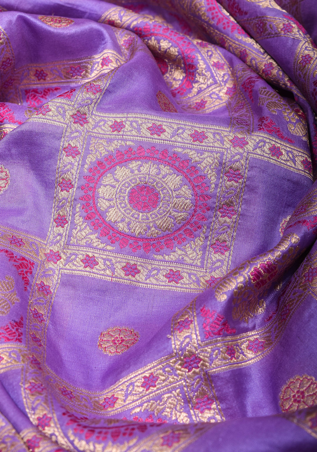 Lilac Meenakari Banarasi Pure Silk saree with Patola Design| SILK MARK CERTIFIED
