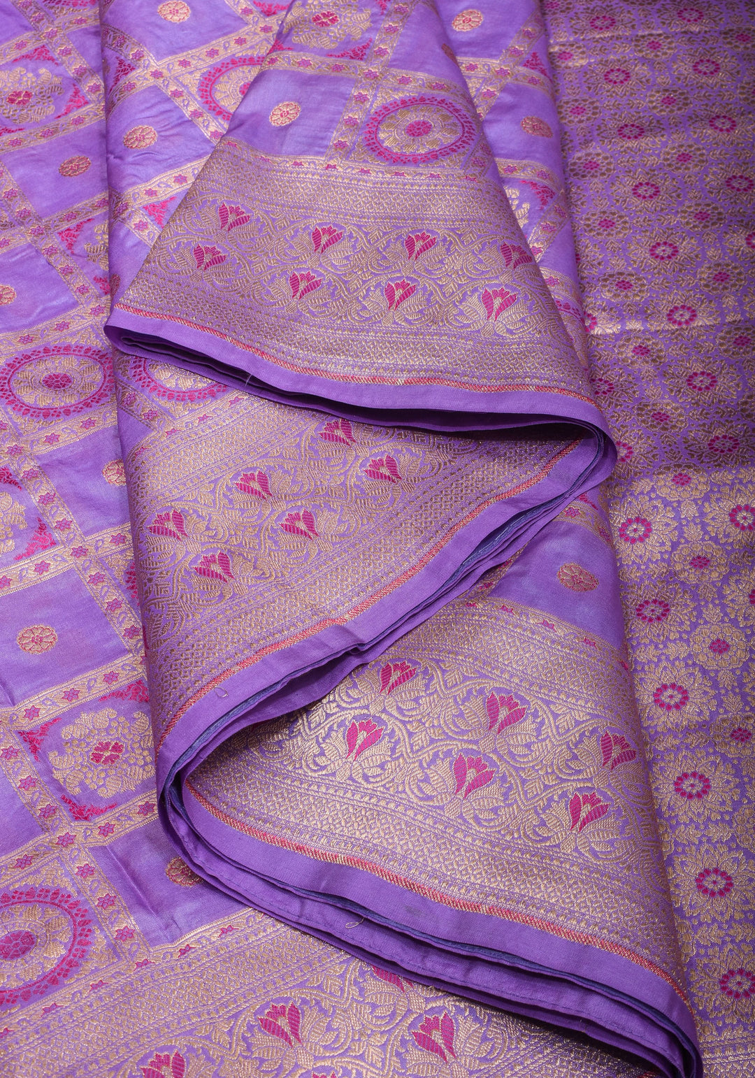 Lilac Meenakari Banarasi Pure Silk saree with Patola Design| SILK MARK CERTIFIED