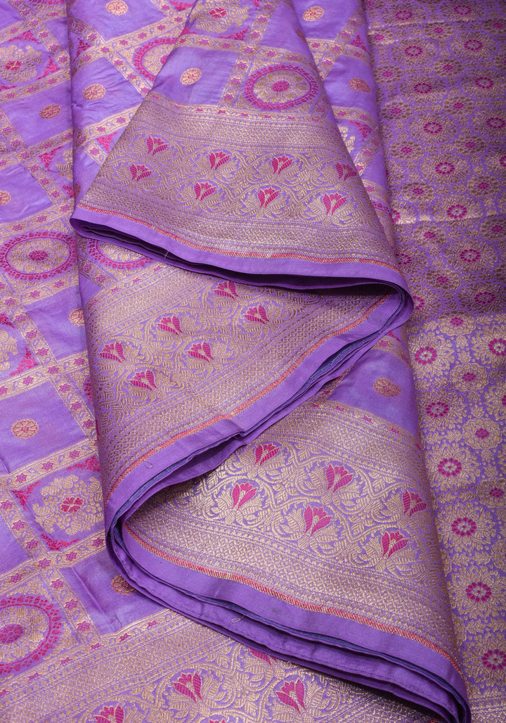 Lilac Meenakari Banarasi Pure Silk saree with Patola Design| SILK MARK CERTIFIED