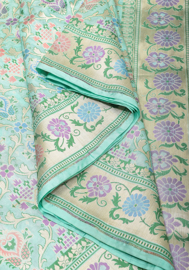 Sky Blue Patola Meenakari Banarasi Katan Silk Saree with Paithani Border and Pallu | SILK MARK CERTIFIED
