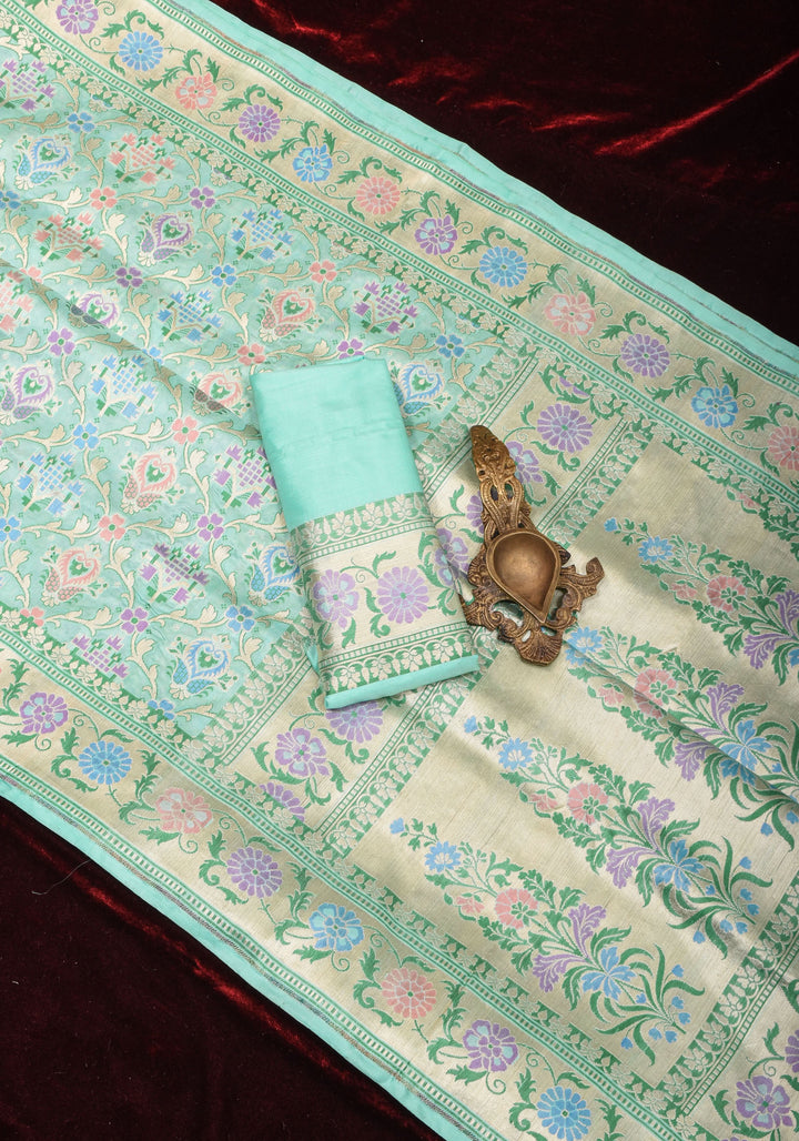 Sky Blue Patola Meenakari Banarasi Katan Silk Saree with Paithani Border and Pallu | SILK MARK CERTIFIED