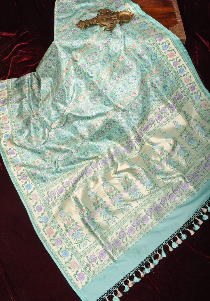 Sky Blue Patola Meenakari Banarasi Katan Silk Saree with Paithani Border and Pallu | SILK MARK CERTIFIED
