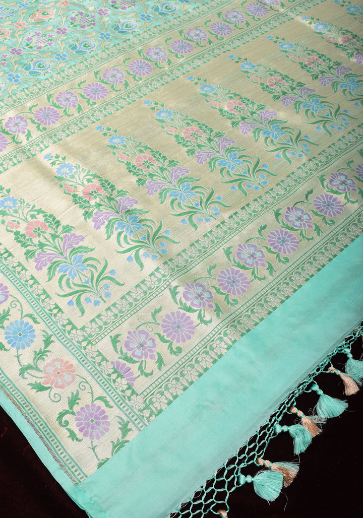 Sky Blue Patola Meenakari Banarasi Katan Silk Saree with Paithani Border and Pallu | SILK MARK CERTIFIED