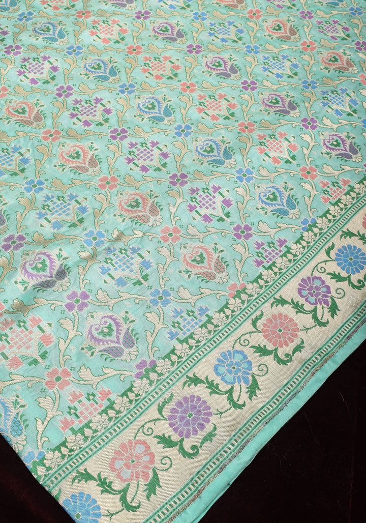 Sky Blue Patola Meenakari Banarasi Katan Silk Saree with Paithani Border and Pallu | SILK MARK CERTIFIED
