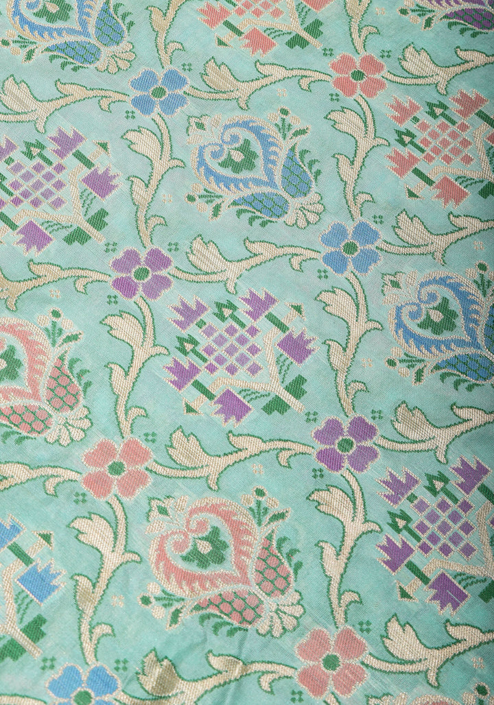 Sky Blue Patola Meenakari Banarasi Katan Silk Saree with Paithani Border and Pallu | SILK MARK CERTIFIED