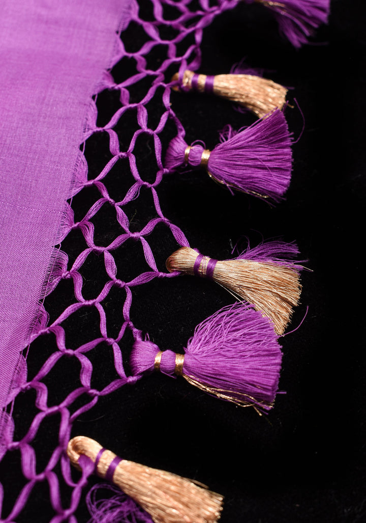 Lavender tone Exquisite Banarasi Katan Silk saree with Florals Alfi Jaal  | SILK MARK CERTIFIED