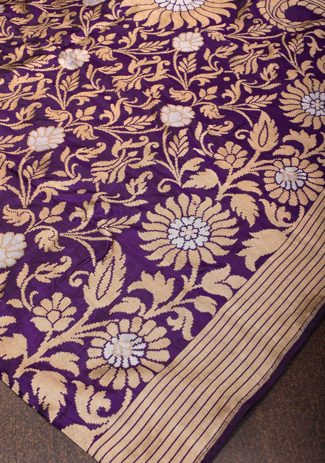 Rangkaat Banarasi Katan Silk Saree In Purple with Floral and Paisley Motifs| SILK MARK CERTIFIED