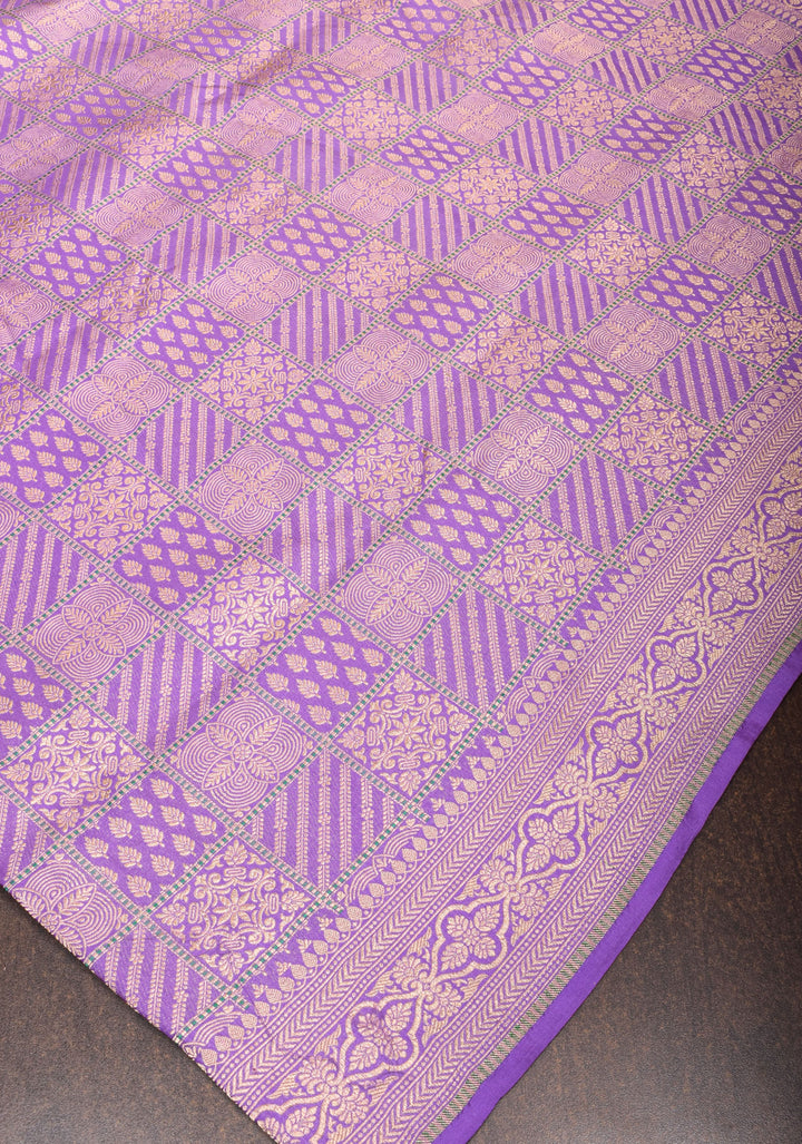 Patola Brocade Banarasi Pure Silk Saree in Lilac | SILK MARK CERTIFIED