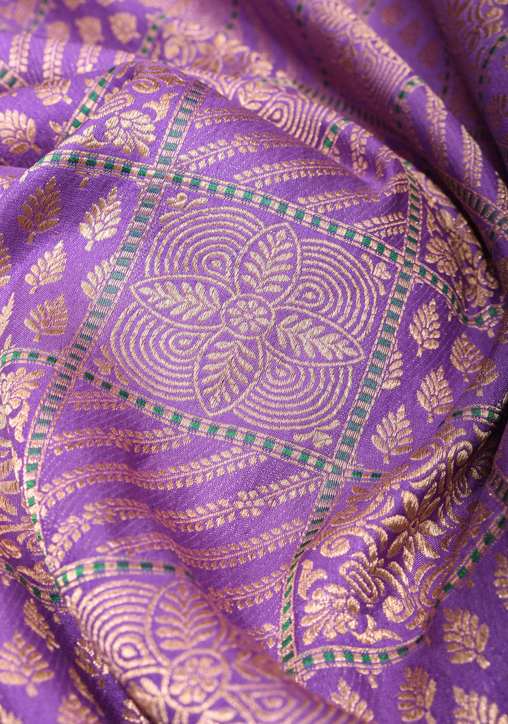 Patola Brocade Banarasi Pure Silk Saree in Lilac | SILK MARK CERTIFIED
