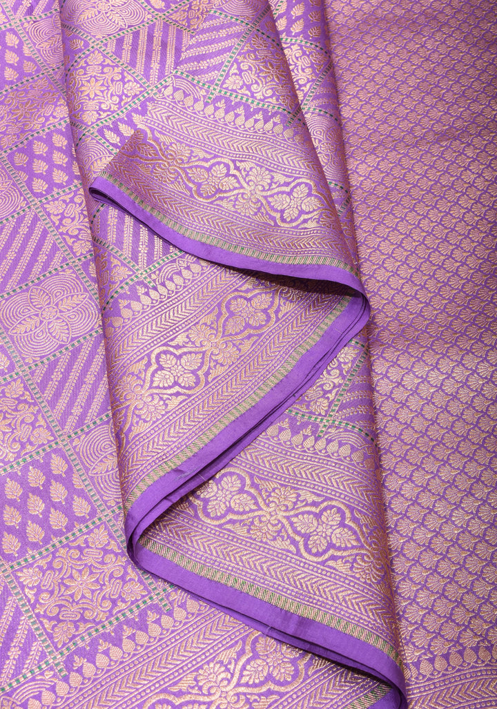 Patola Brocade Banarasi Pure Silk Saree in Lilac | SILK MARK CERTIFIED