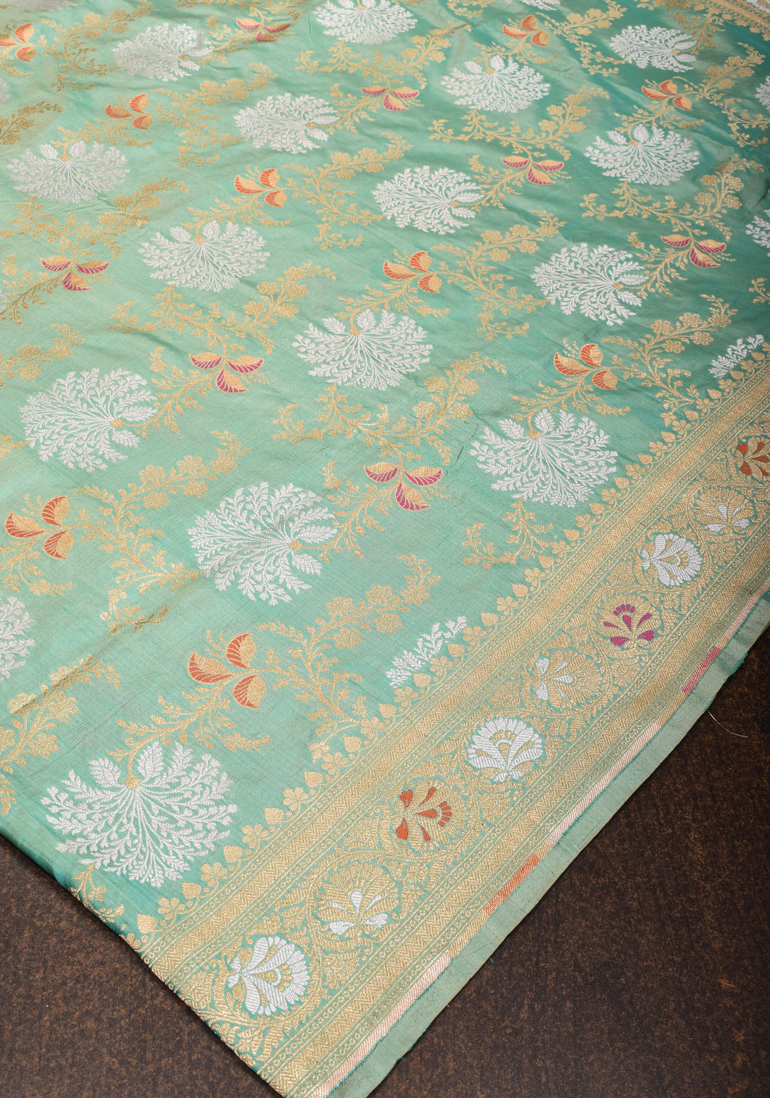 Meenakari Banarasi Katan silk saree  in Mint Green| SILK MARK CERTIFIED