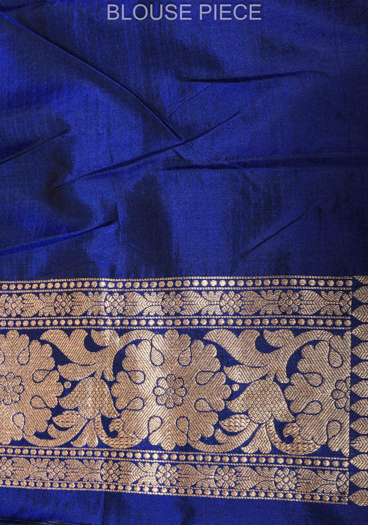 Exquisite Lapis Blue Banarasi Katan Silk Saree with Chunri Buttis and Zari Borders| SILK MARK CERTIFIED