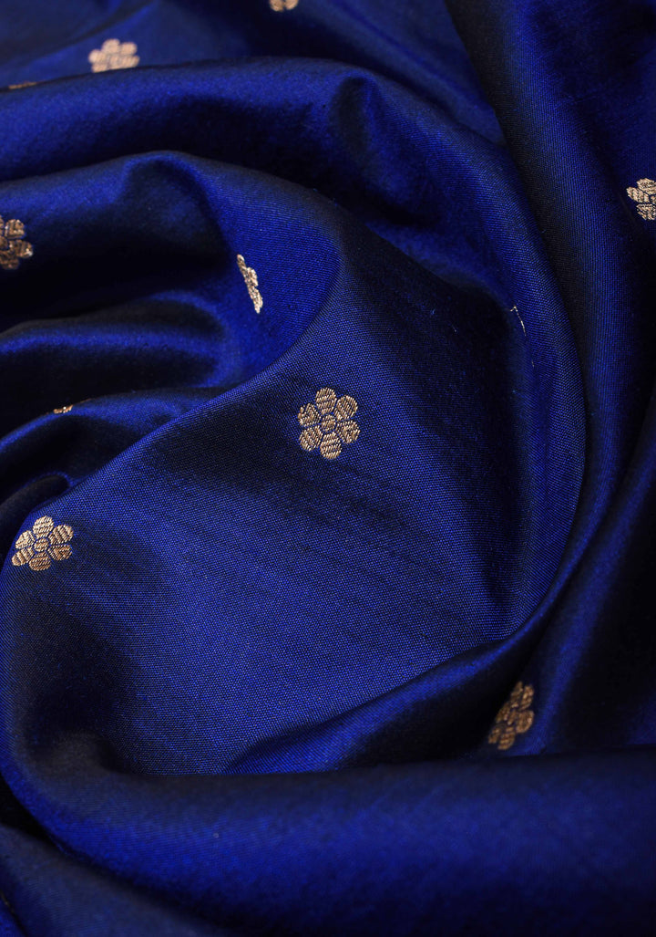 Exquisite Lapis Blue Banarasi Katan Silk Saree with Chunri Buttis and Zari Borders| SILK MARK CERTIFIED