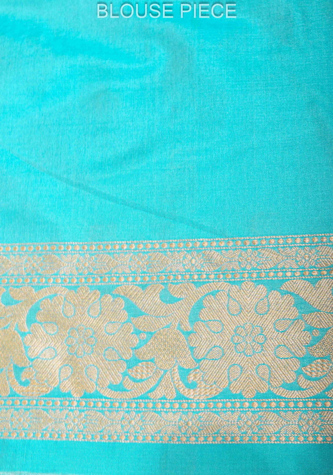 Banarasi Katan Silk Saree in Turquoise Blue with Chunri Buttas and Zari Border | SILK MARK CERTIFIED