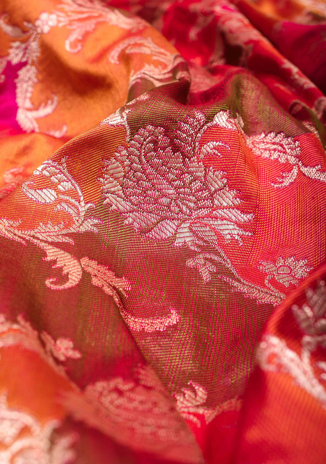 Multicolor Exquisite Rangkaat Design Floral Jaal Banarasi Katan Silk Saree with Zari Border | SILK MARK CERTIFIED