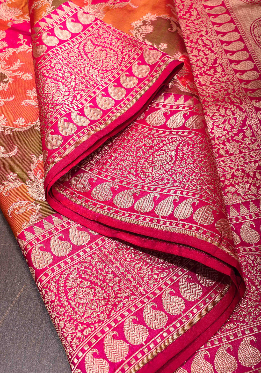 Multicolor Exquisite Rangkaat Design Floral Jaal Banarasi Katan Silk Saree with Zari Border | SILK MARK CERTIFIED