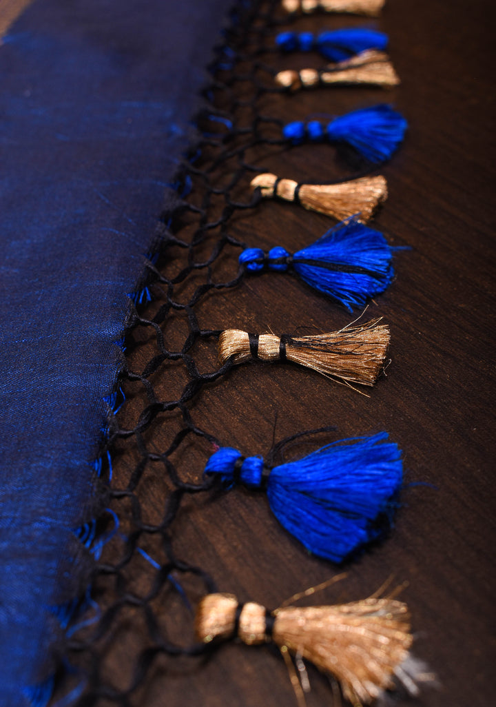 Exquisite Lapis Blue Banarasi Katan Silk Saree with Chunri Buttis and Zari Borders| SILK MARK CERTIFIED