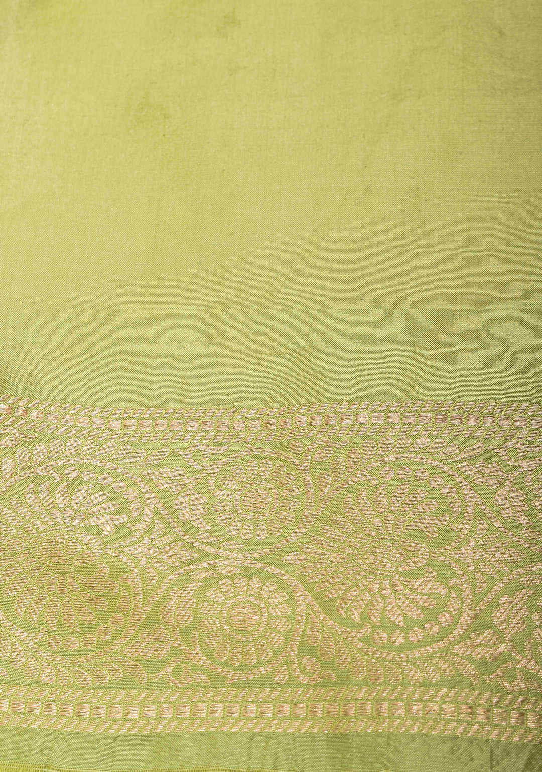 Tea Green Pure Banarasi Katan Silk Saree with Chunri Buttas  and Zari Border | SILK MARK CERTIFIED