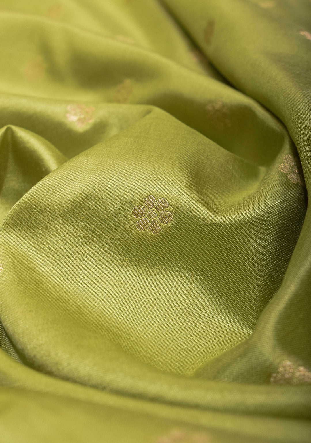 Tea Green Pure Banarasi Katan Silk Saree with Chunri Buttas  and Zari Border | SILK MARK CERTIFIED