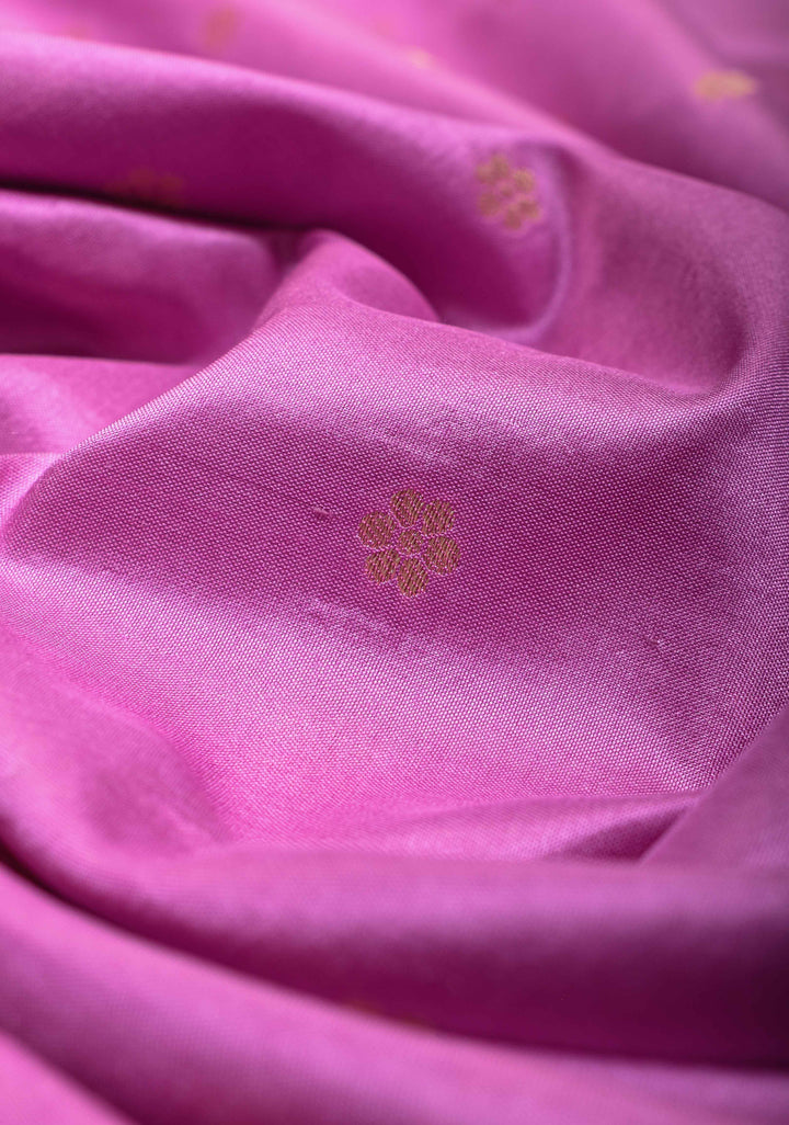 Lavender Pink Banarasi Katan Silk Saree with Chunri Buttis and Zari Borders | SILK MARK CERTIFIED
