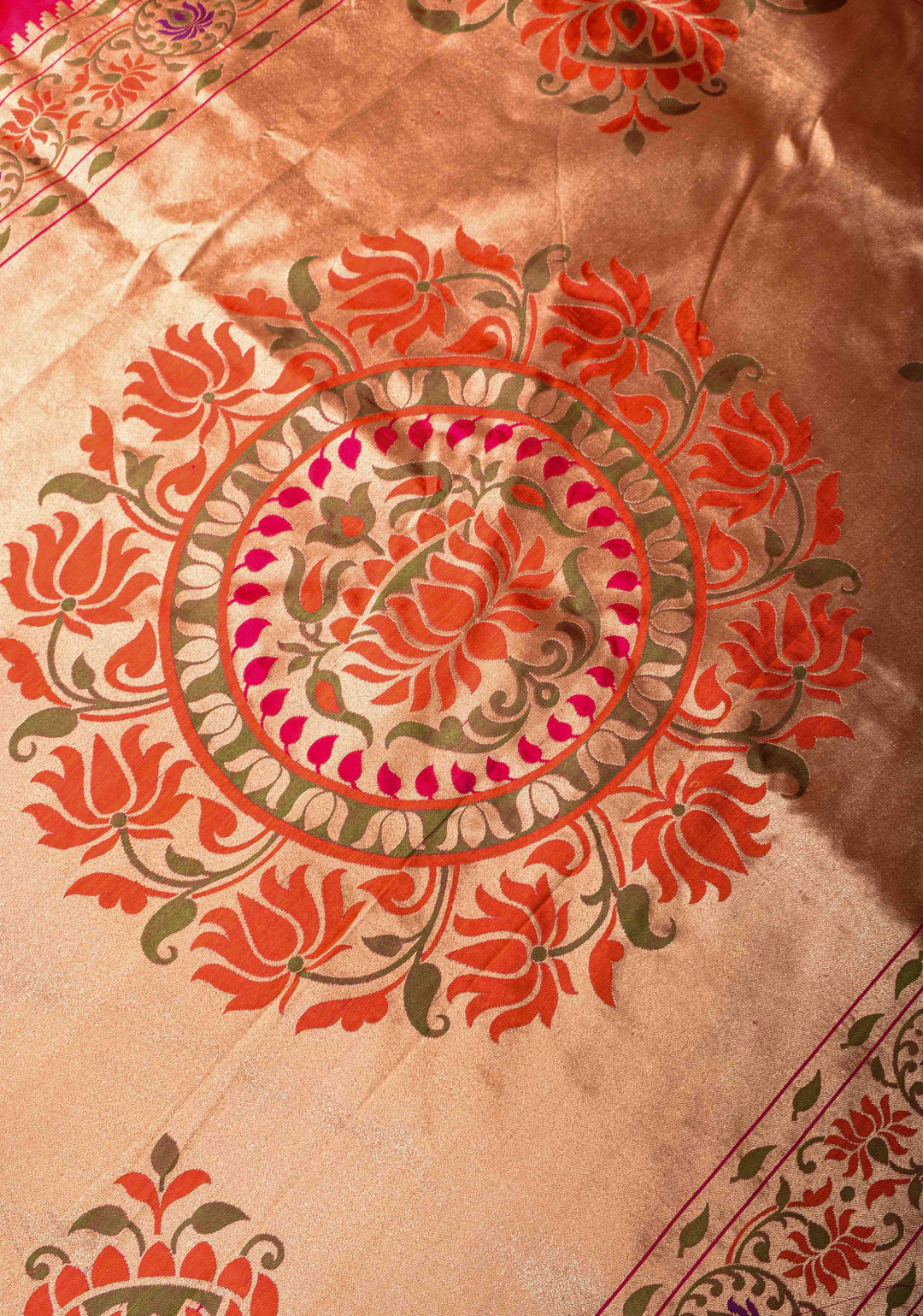 Dark Pink Pure Banarasi Katan Silk Saree with Paithani Style Borders | SILK MARK CERTIFIED