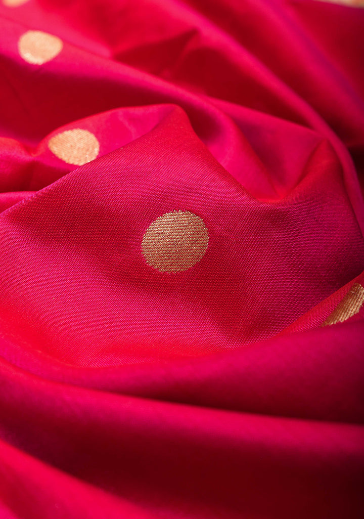 Dark Pink Pure Banarasi Katan Silk Saree with Paithani Style Borders | SILK MARK CERTIFIED