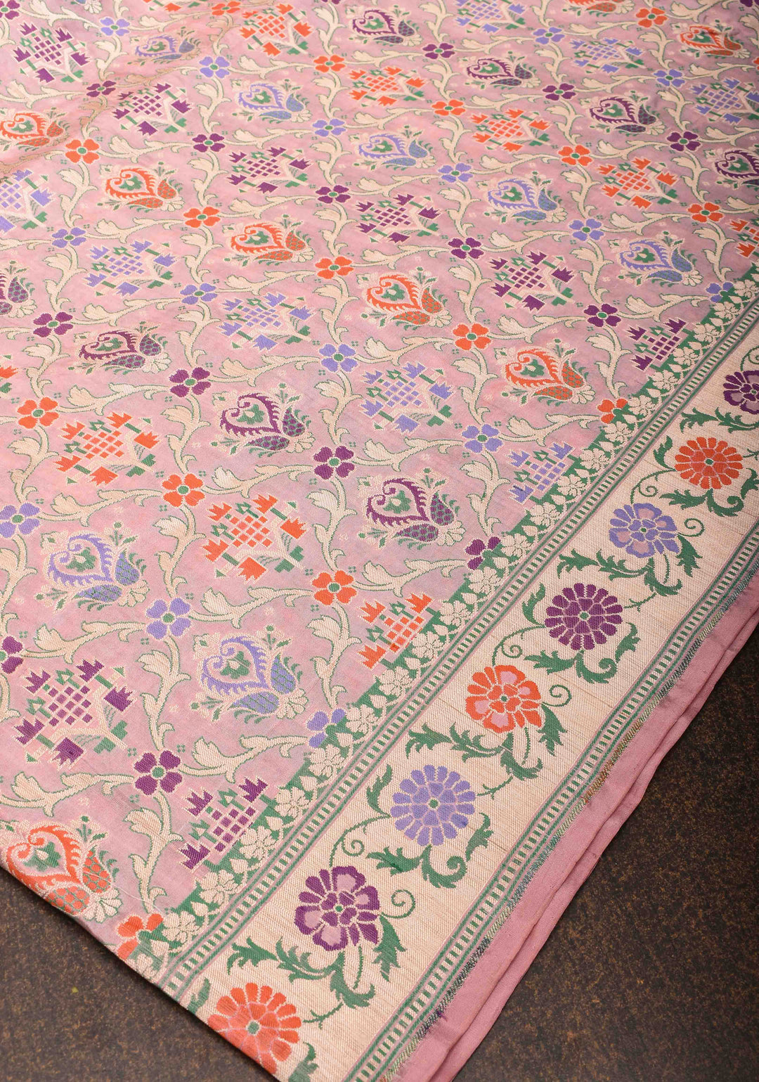 Exquisite Banarasi Patola Katan Silk Saree in Pink with Paithani Style Border | SILK MARK CERTIFIED