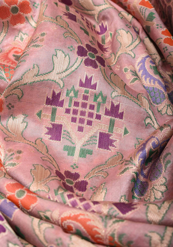 Exquisite Banarasi Patola Katan Silk Saree in Pink with Paithani Style Border | SILK MARK CERTIFIED