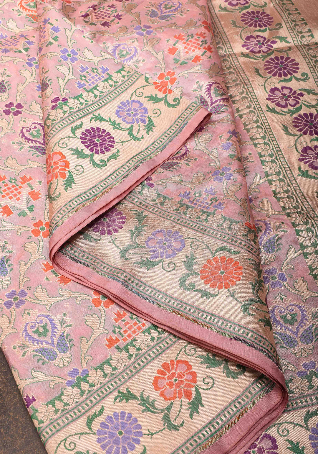 Exquisite Banarasi Patola Katan Silk Saree in Pink with Paithani Style Border | SILK MARK CERTIFIED