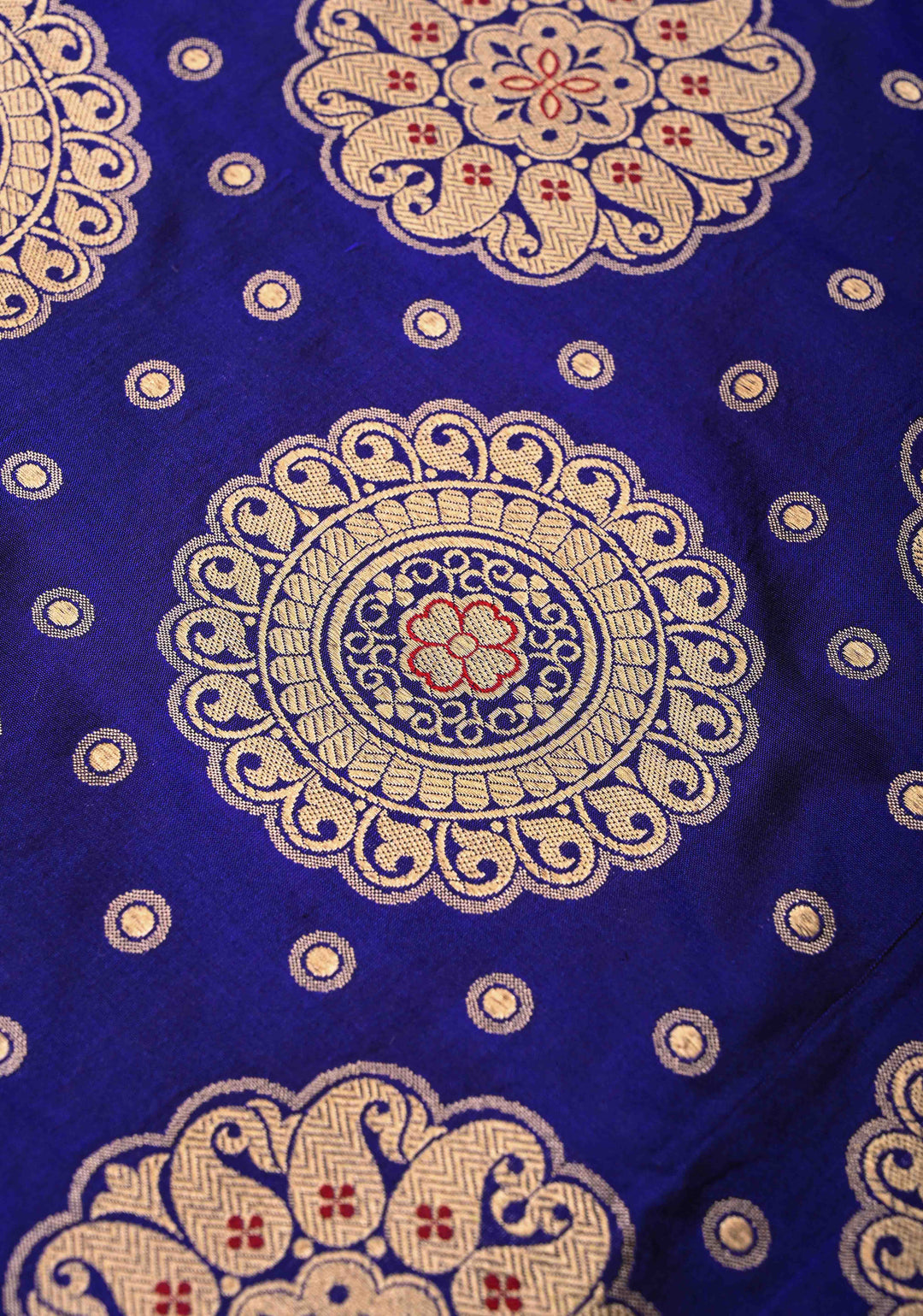 Ink Blue Pure Banarasi Katan Silk Saree with Meenakari Mandala Brocade and Zari Border | SILK MARK CERTIFIED