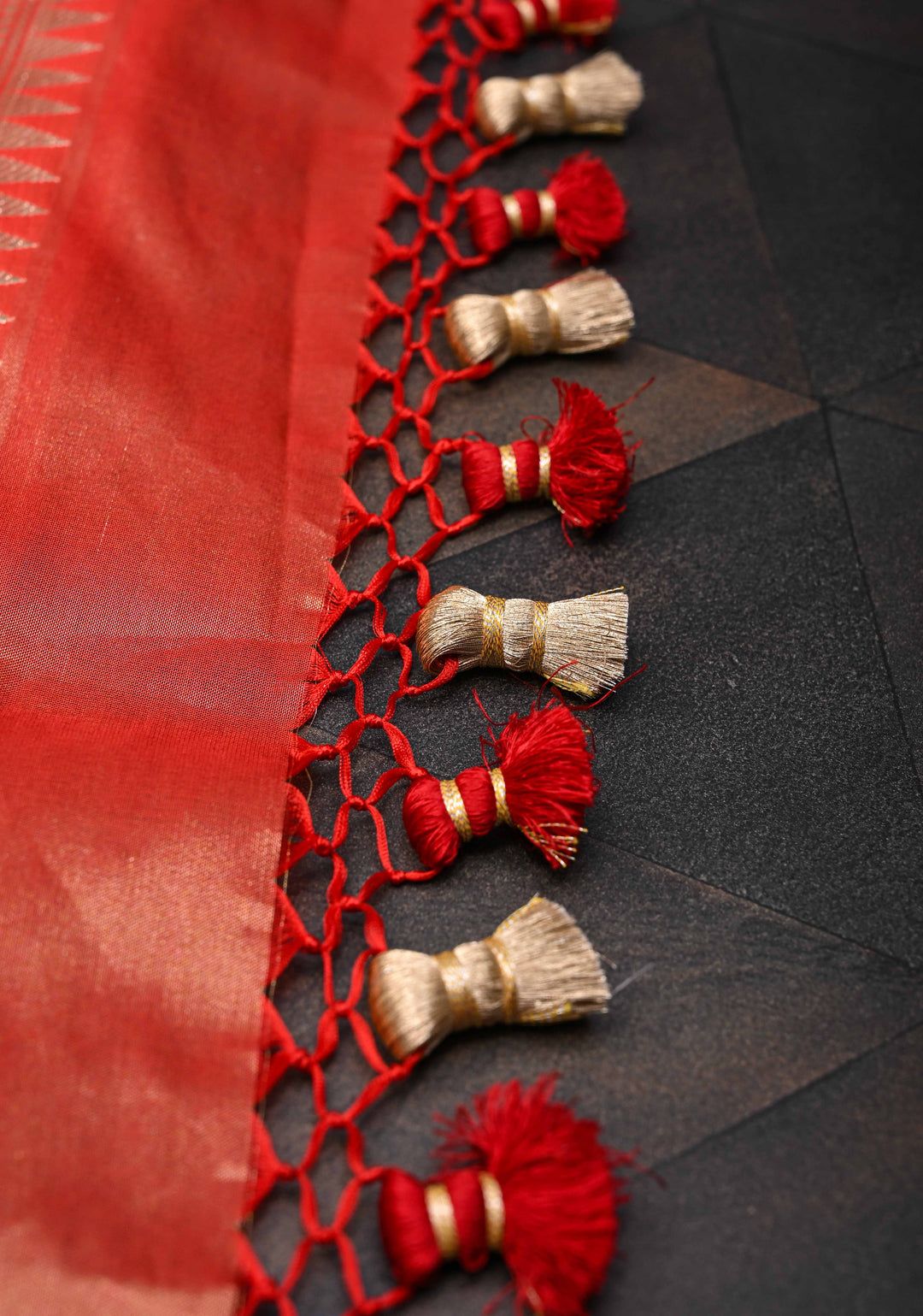 Exquisite Burnt Orange Tissue Banarasi Silk Saree with Paithani Style Zari Border | SILK MARK CERTIFIED