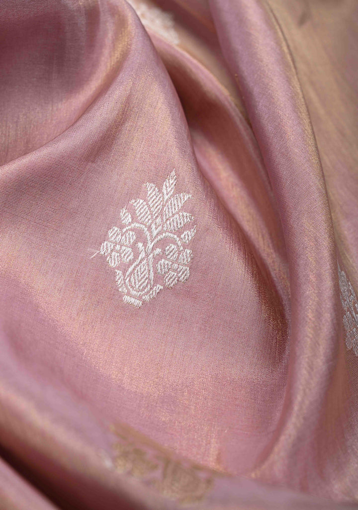 Pink Banarasi Tissue Katan Silk Saree with Sona Rupa and Meenakari Border | SILK MARK CERTIFIED